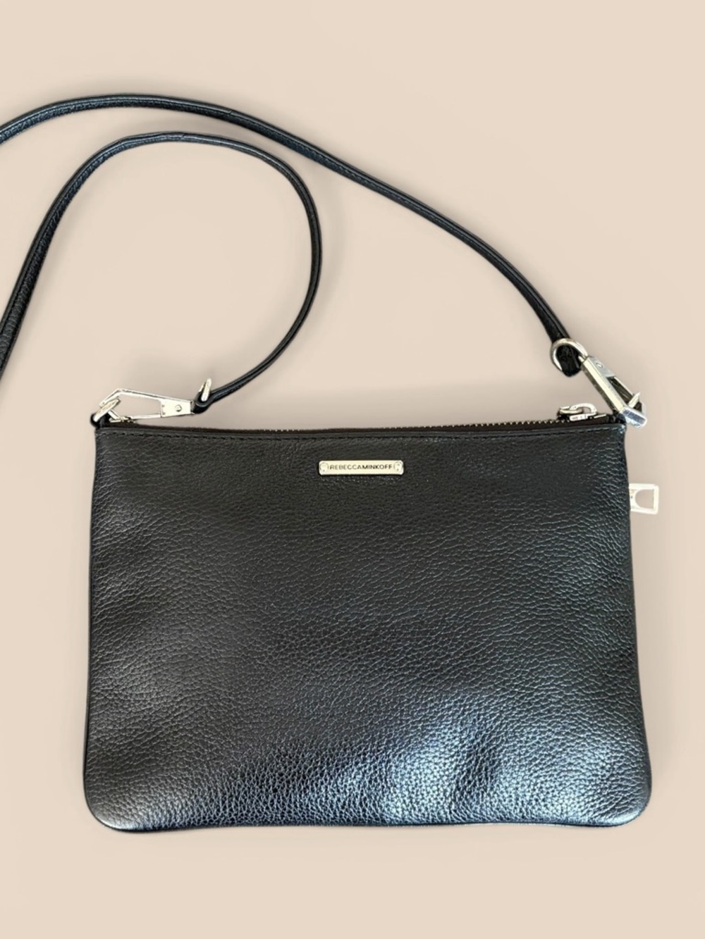 Rebecca Minkoff Black Pebbled Leather Crossbody Pouch